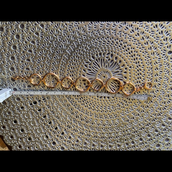Fossil Gold Circle Bracelet Adorned by crystal embellishments NWT - Picture 3 of 12
